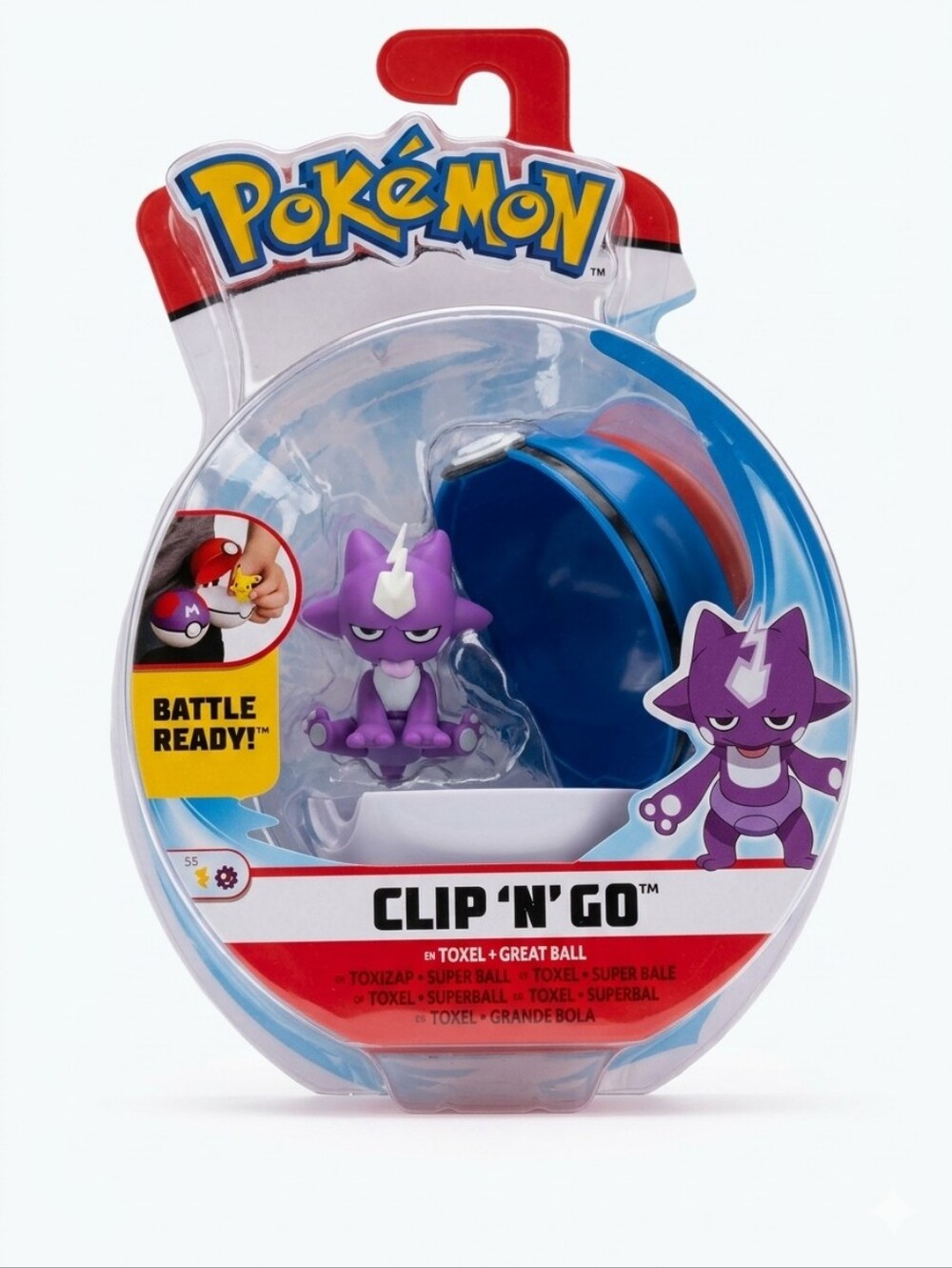 NEW Pokémon Battle Ready Clip 'N' Go Toxel Figure + Great Ball Toy Set